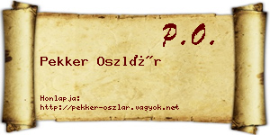 Pekker Oszlár névjegykártya